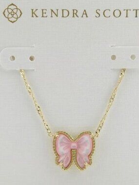 Kendra Scott Haley Pink Bow Gold Necklace